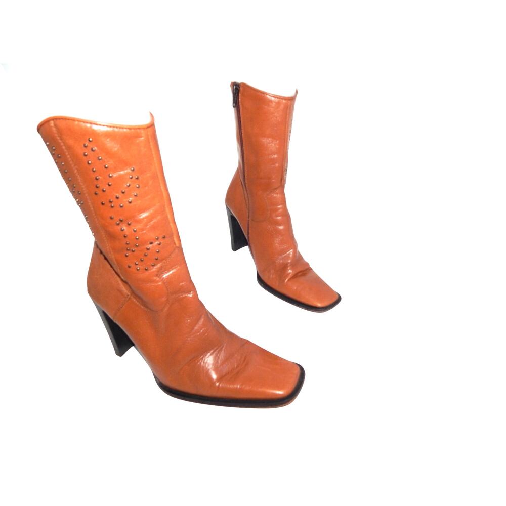 Y2K Charles David Tan Leather Boots Size 7.5